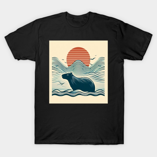 Capybara Sunset T-Shirt by DarkWave